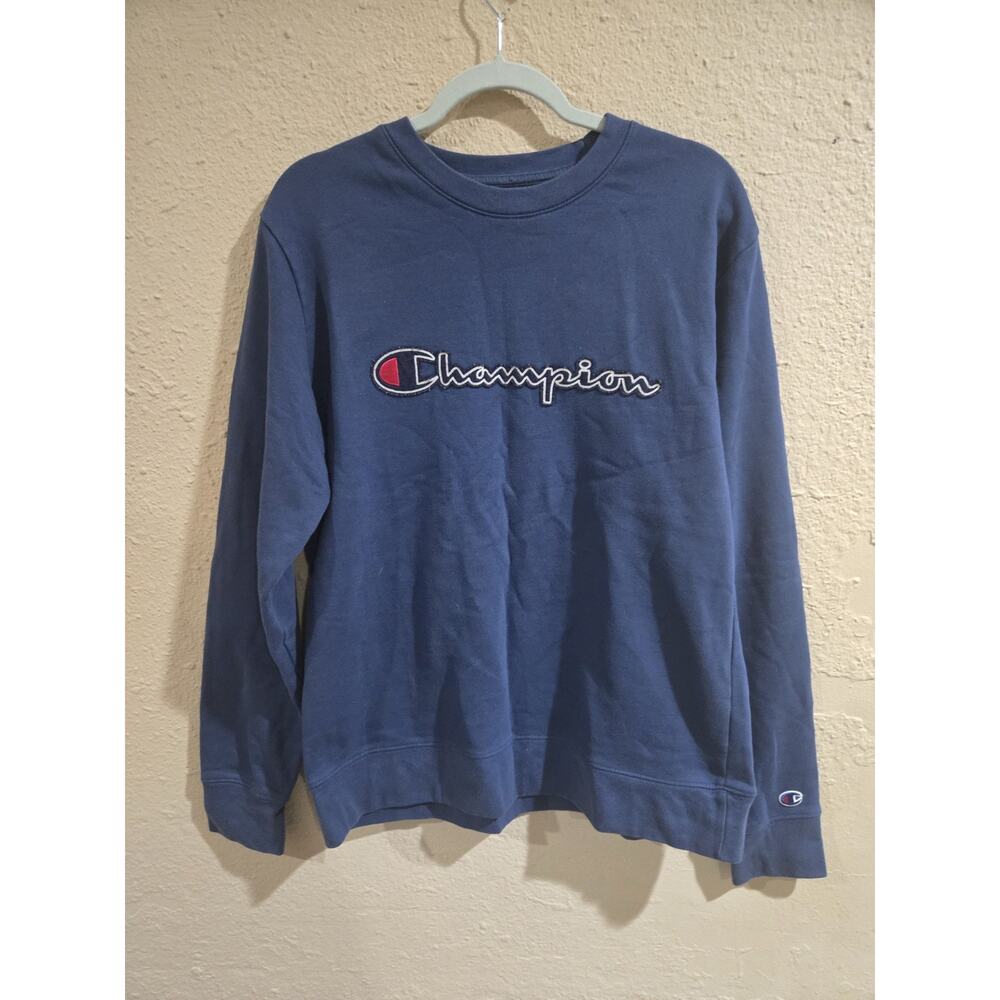 Champion Men's Crewneck Pullover Sweatshirt, Blue, Size Medium